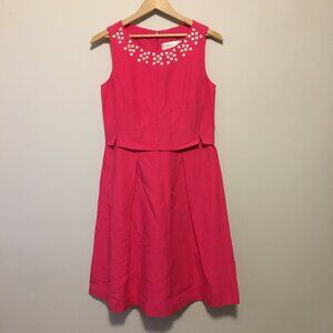 Edina Ronay Miami Pink Linen Blend Seashell A-Line Dress S